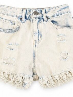Altar'd State Light Blue Distressed Fringe Denim Shorts